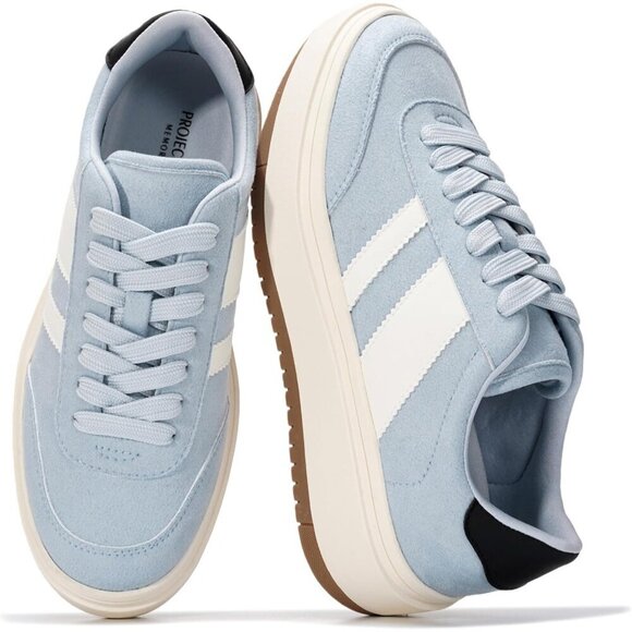 Shoes - Women's Sky Blue Lightweight Memory Foam Non-slip Insole Fashion Sneakers